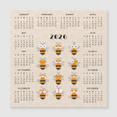 Cute Funny Honey Bee Honeycomb Calendar 2026 Magnetkarte (Vorderseite)