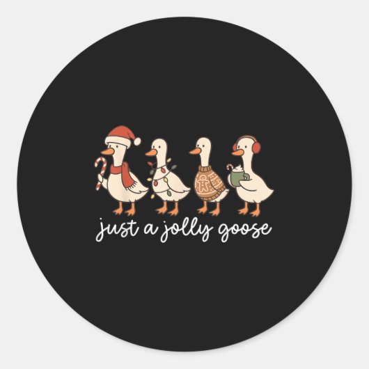 Cute Funny Just A Jolly Goose Silly Santa Hot Coco Runder Aufkleber (Vorderseite)