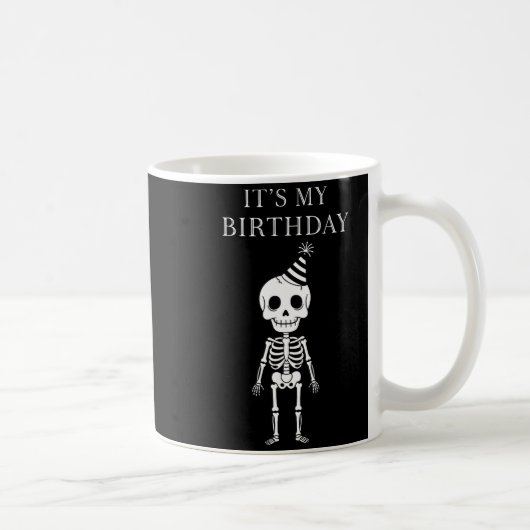 Cute Funny Kawaii Skeleton Birthday Skull Happy Wo Kaffeetasse (Rechts)
