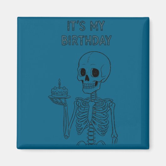 Cute Funny Kawaii Skeleton Birthday Skull Happy Wo Magnet (Vorne)