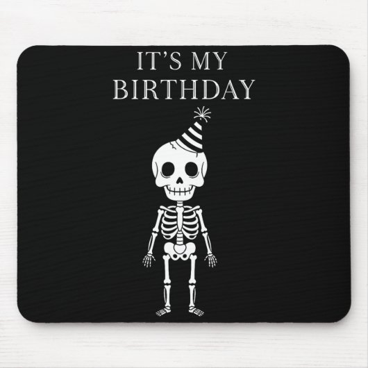 Cute Funny Kawaii Skeleton Birthday Skull Happy Wo Mousepad (Vorne)