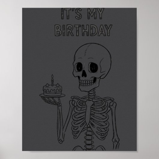 Cute Funny Kawaii Skeleton Birthday Skull Happy Wo Poster (Vorne)