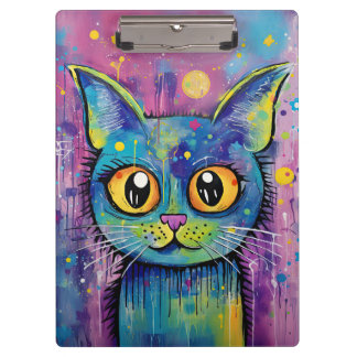 Cute Funny Kitty Cat Mixed Media Animal Pet Klemmbrett