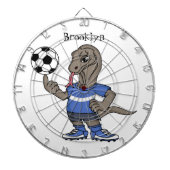 Cute funny Komodo dragon playing soccer cartoon Dartscheibe (vorne)