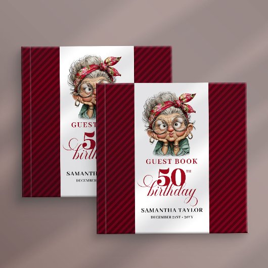 Cute Funny Lady 50th Birthday Cartoon Humor Book Gästebuch