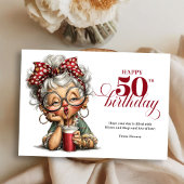 Cute Funny Lady 50th Birthday Cartoon Humor Card Einladung
