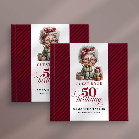 Cute Funny Lady 50th Birthday Cartoon Humor Gästebuch