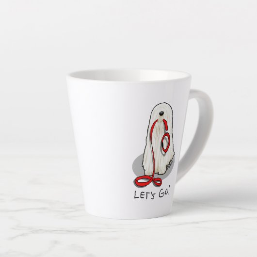 Cute Funny Let's Go! Walk Komondor Dog with Leash Milchtasse (Rechte Ecke)