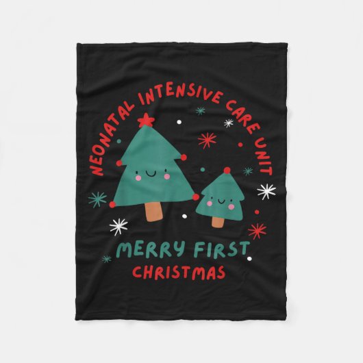 Cute Funny Nicu Merry First Christmas Nurse Crew S Fleecedecke (Vorderseite)