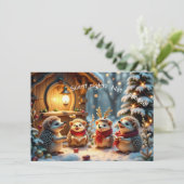 Cute Funny No Silent Night Hedgehog Christmas Card Karte (Stehend Vorderseite)