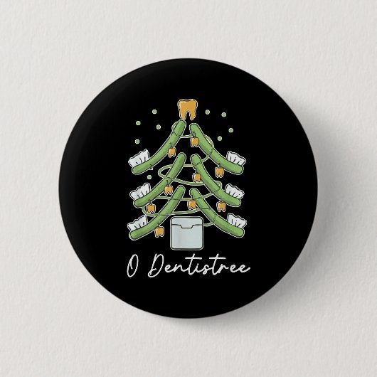 Cute Funny O Dentistree Teeth Brush Christmas Tree Button (Vorderseite)