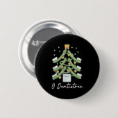 Cute Funny O Dentistree Teeth Brush Christmas Tree Button (Vorne & Hinten)