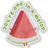 Cute Funny One in a Melon Watermelon Pun  Aufkleber (Vorderseite)
