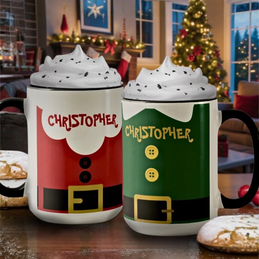 Cute Funny Personalized Name Christmas Kids Santa  Tasse