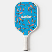 Cute funny pink squid cartoon pattern  pickleball schläger (Rückseite)