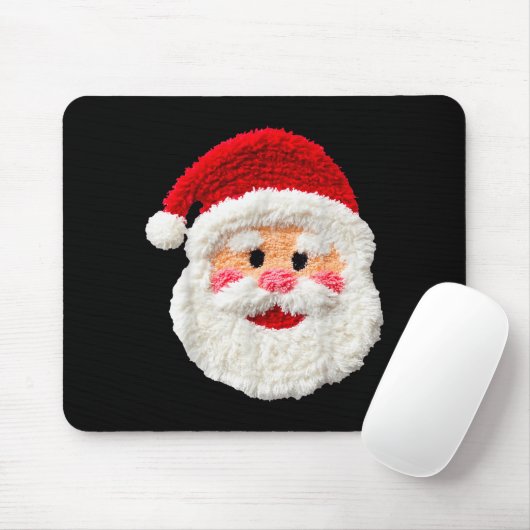 Cute Funny Preppy Faux Yarn Santa Claus Face Merry Mousepad (Mit Mouse)