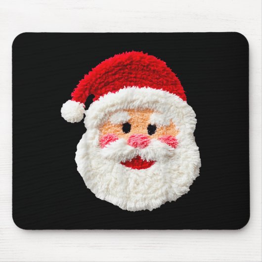 Cute Funny Preppy Faux Yarn Santa Claus Face Merry Mousepad (Vorne)