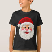 Cute Funny Preppy Faux Yarn Santa Claus Face Merry T-Shirt (Vorderseite)