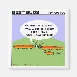 Cute Funny Proud Mom & Child Caterpillar Cartoon Magnet