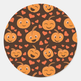  Cute  funny  pumpkins pattern with heart shapes   Herz-Aufkleber