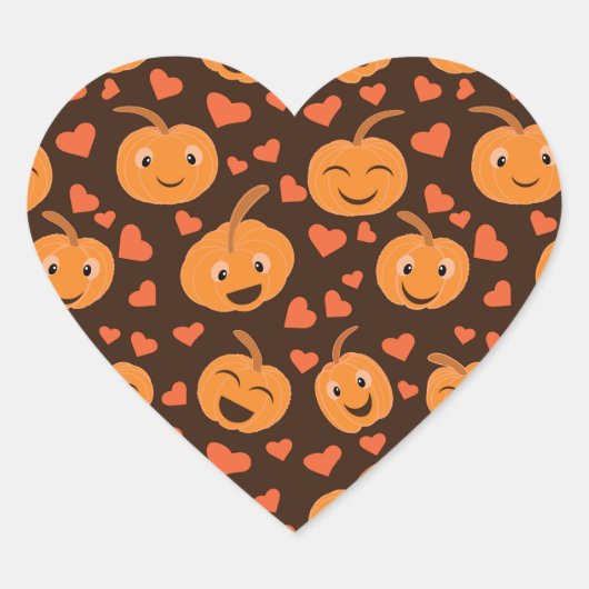Cute  funny  pumpkins pattern with heart shapes   Herz-Aufkleber (Vorderseite)