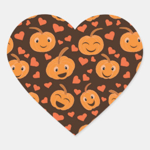 Cute  funny  pumpkins pattern with heart shapes   Herz-Aufkleber