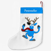 Cute & Funny Reindeer Cartoon Christmas Holiday Kleiner Weihnachtsstrumpf (Rückseite)