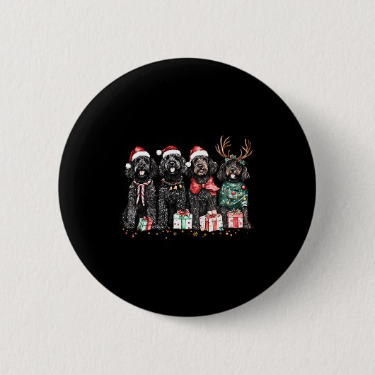 Cute Funny Reindeer Santa Black Goldendoodle Dogs  Button (Vorderseite)