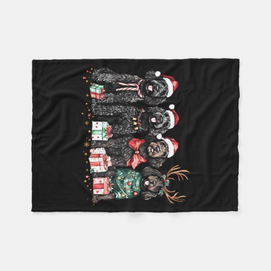 Cute Funny Reindeer Santa Black Goldendoodle Dogs Fleecedecke (Vorderseite (Horizontal))