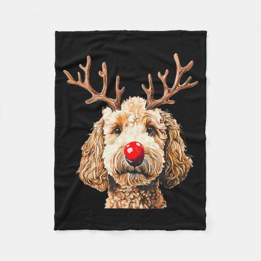 Cute Funny Reindeer Santa Goldendoodle Christmas T Fleecedecke (Vorderseite)
