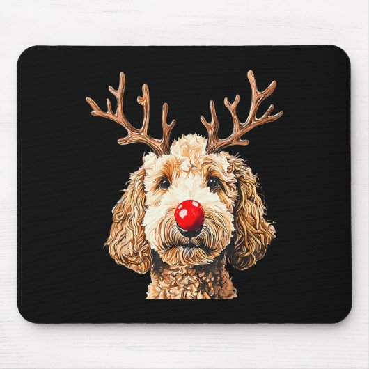 Cute Funny Reindeer Santa Goldendoodle Christmas T Mousepad (Vorne)