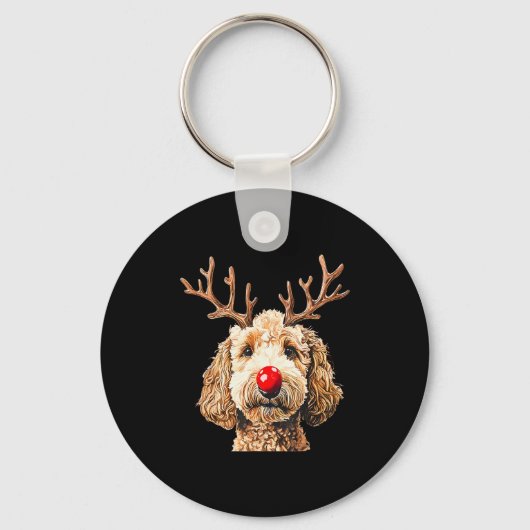 Cute Funny Reindeer Santa Goldendoodle Christmas T Schlüsselanhänger (Vorderseite)