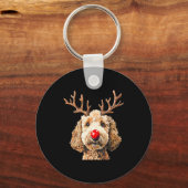 Cute Funny Reindeer Santa Goldendoodle Christmas T Schlüsselanhänger (Vorderseite)