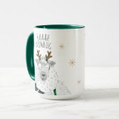 Cute Funny Reindeer Sheep 'Baaah Humbug' Pun Fun Tasse (Vorderseite Links)