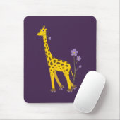 Cute Funny Roller Skating Cartoon Giraffe Purple Mousepad (Mit Mouse)