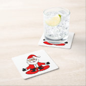 Cute Funny Santa Claus doing Yoga Christmas Rechteckiger Pappuntersetzer (Vor Ort)