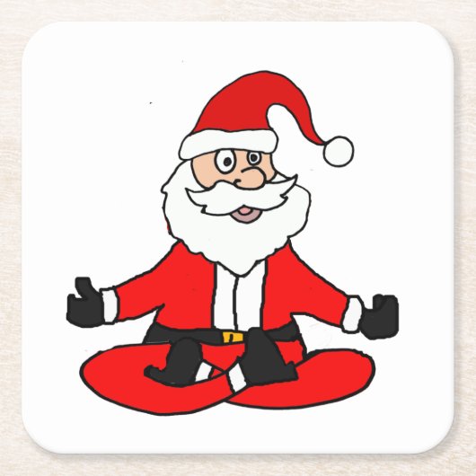 Cute Funny Santa Claus doing Yoga Christmas Rechteckiger Pappuntersetzer (Vorderseite)