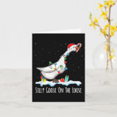 Cute Funny Santa Duck Silly Goose On The Loose Chr Karte (Gelbe Blume)