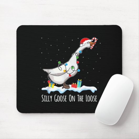 Cute Funny Santa Duck Silly Goose On The Loose Chr Mousepad (Mit Mouse)