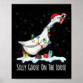 Cute Funny Santa Duck Silly Goose On The Loose Chr Poster (Vorne)