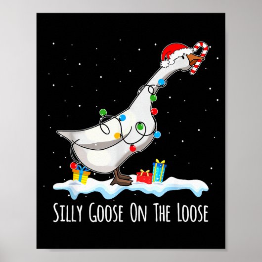 Cute Funny Santa Duck Silly Goose On The Loose Chr Poster (Vorne)