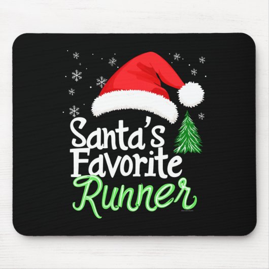 Cute Funny Santa's Favorite Runner Christmas Run H Mousepad (Vorne)