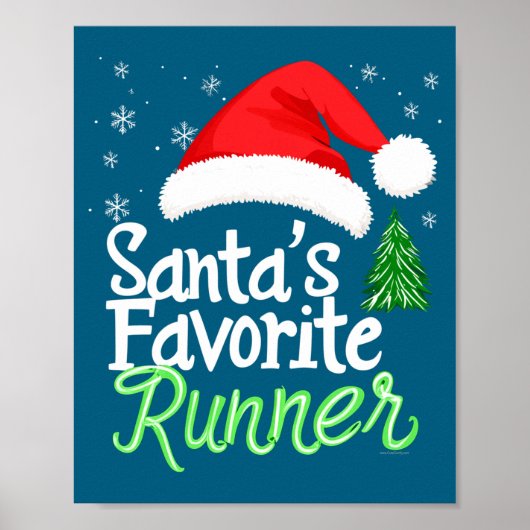 Cute Funny Santa's Favorite Runner Christmas Run H Poster (Vorne)