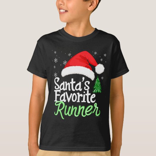 Cute Funny Santa's Favorite Runner Christmas Run H T-Shirt (Vorderseite)