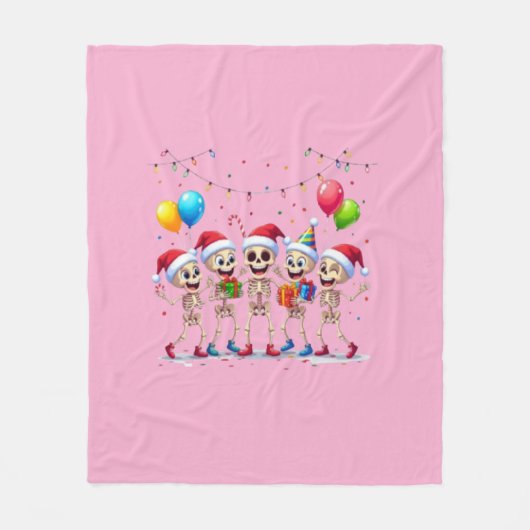 Cute Funny Skeletons Christmas & New Year Celebrat Fleecedecke (Vorderseite)