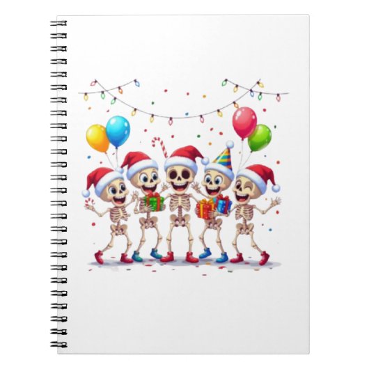 Cute Funny Skeletons Christmas & New Year Celebrat Notizblock (Vorderseite)