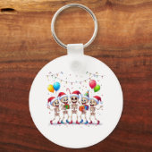 Cute Funny Skeletons Christmas & New Year Celebrat Schlüsselanhänger (Rückseite)