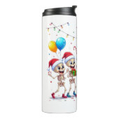 Cute Funny Skeletons Christmas & New Year Celebrat Thermosbecher (Nach links gedreht)