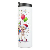 Cute Funny Skeletons Christmas & New Year Celebrat Thermosbecher (Nach rechts gedreht)