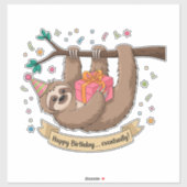 Cute Funny Sloth Happy Birthday Aufkleber (Blatt)